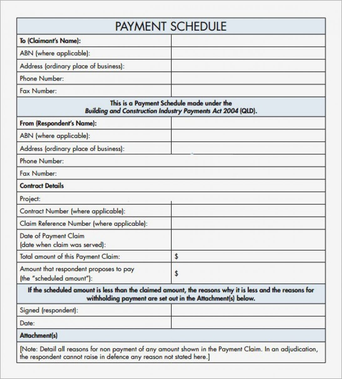 Payment Schedule Template Progress Invoice Construction Project 