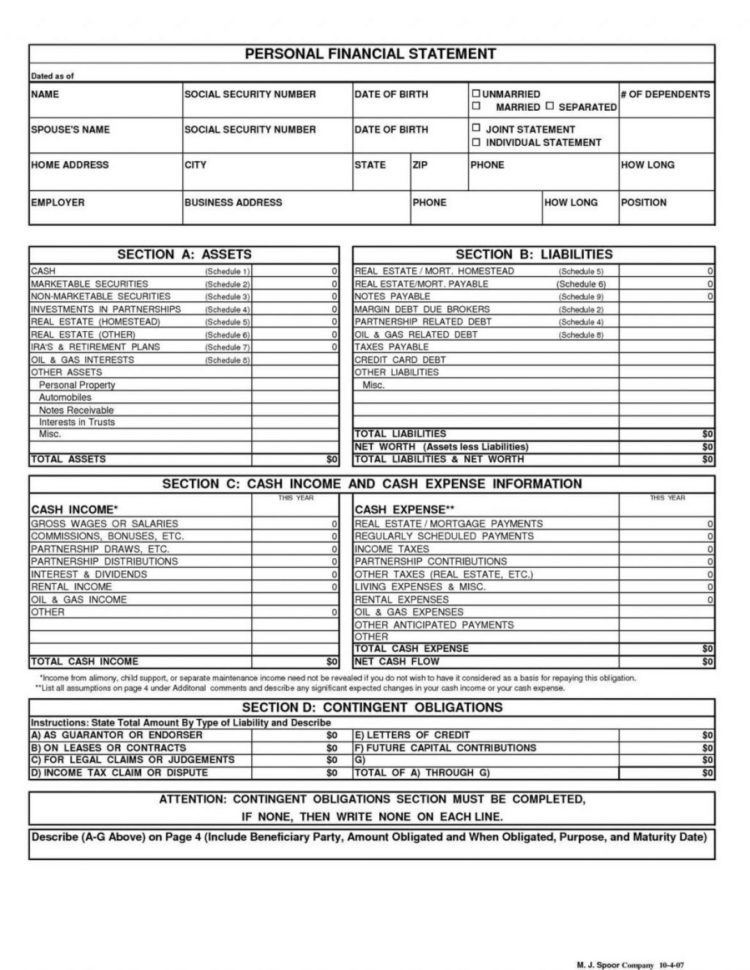Personal Financial Statement Template Excel Best Business Temp Throughout Personal Finance Spreadsheet Excel