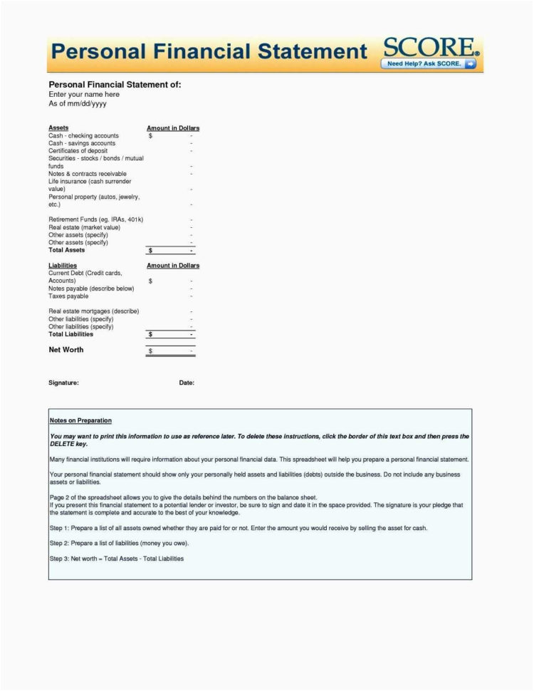 Personal Financial Statements Templates Of Finance Statement With Personal Financial Balance Sheet Template