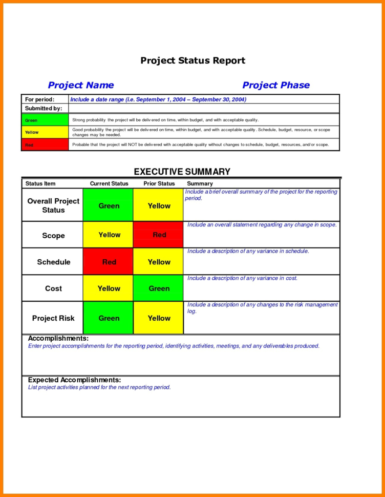 Project Management Reporting Templates For Status — Db