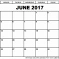 Printable Blank Calendar Template June 2017 Calendar Printable In Blank Worksheet Templates