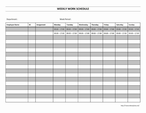 Printable Employee Work Schedule Template in Printable Employee ...