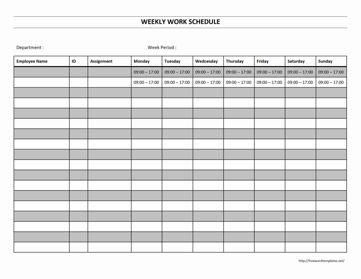 Printable Employee Work Schedule Template Intended For Employee Weekly Schedule Template