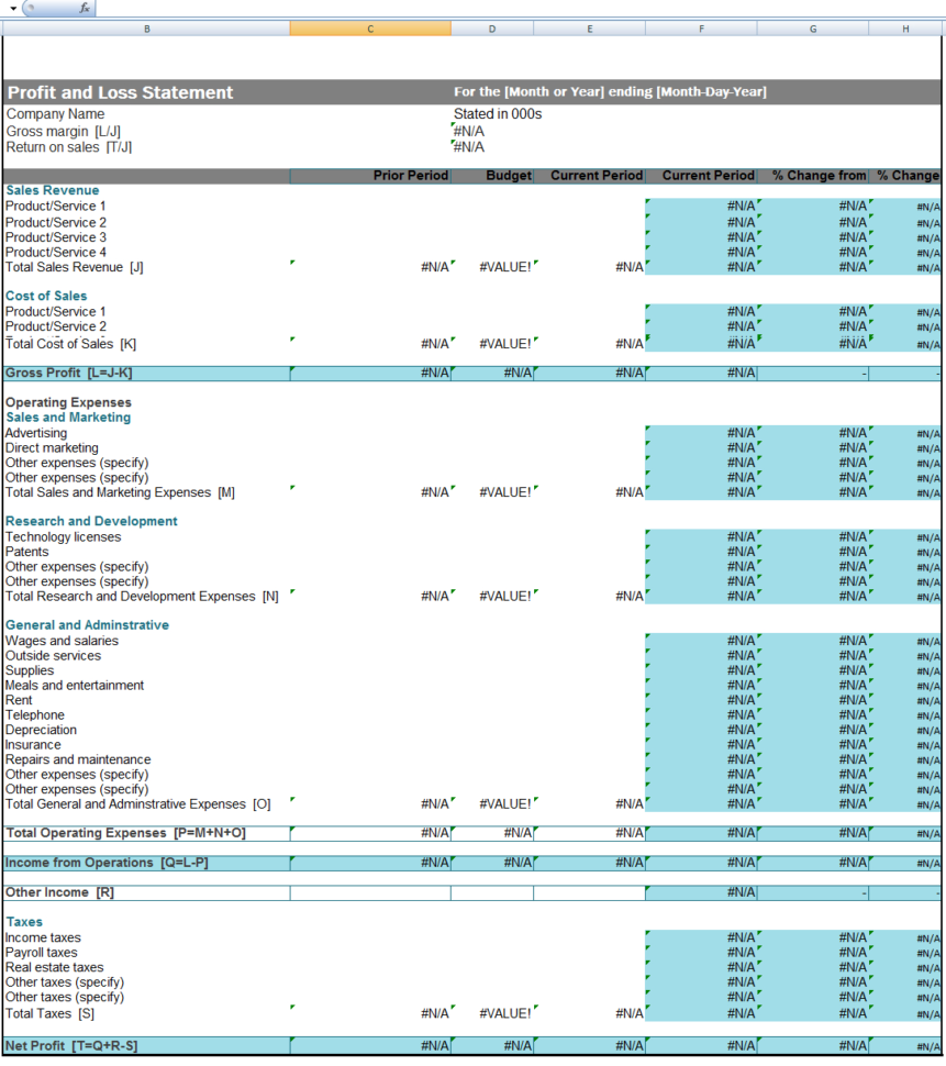 Printable Profit And Loss Statement Format Excel, Word & Pdf To Income Statement Template Excel