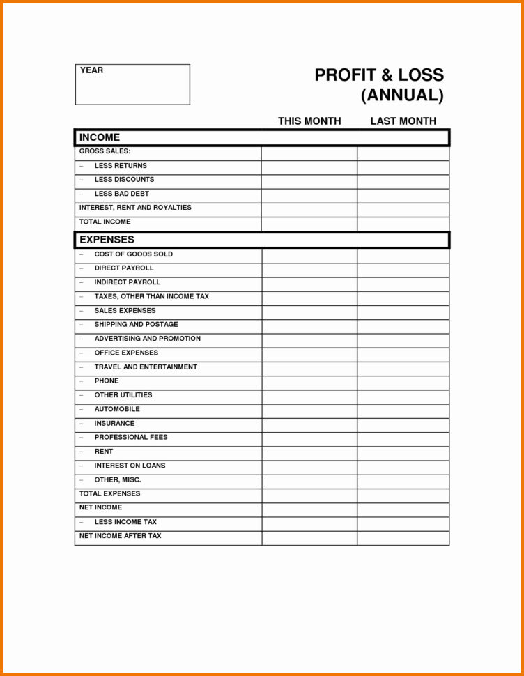 Profit And Loss Statement Excel Template New Profit And Loss Throughout Profit And Loss Spreadsheet Template