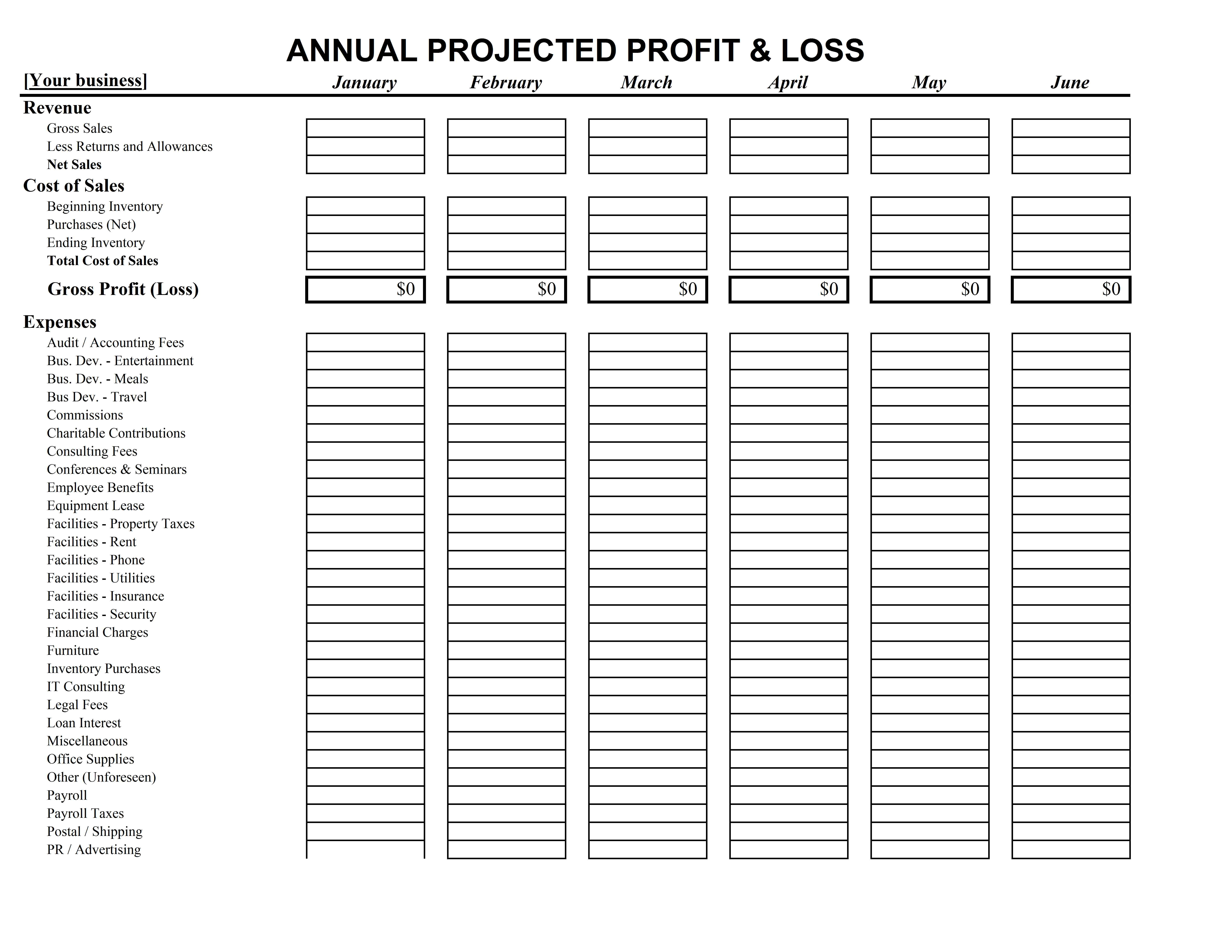 Profit And Loss Templates - Durun.ugrasgrup within Profit Loss Spreadsheet Template Free