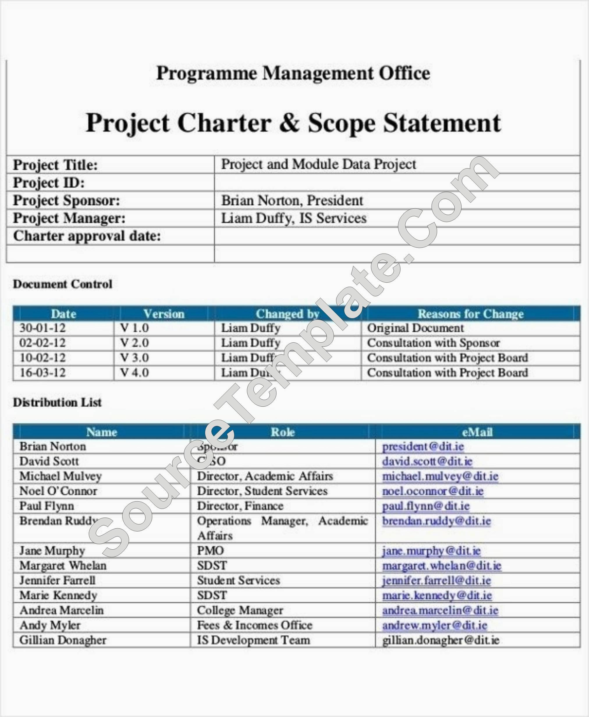 Project Charter In Project Management Project Charter Template intended for Project Management Charter Templates
