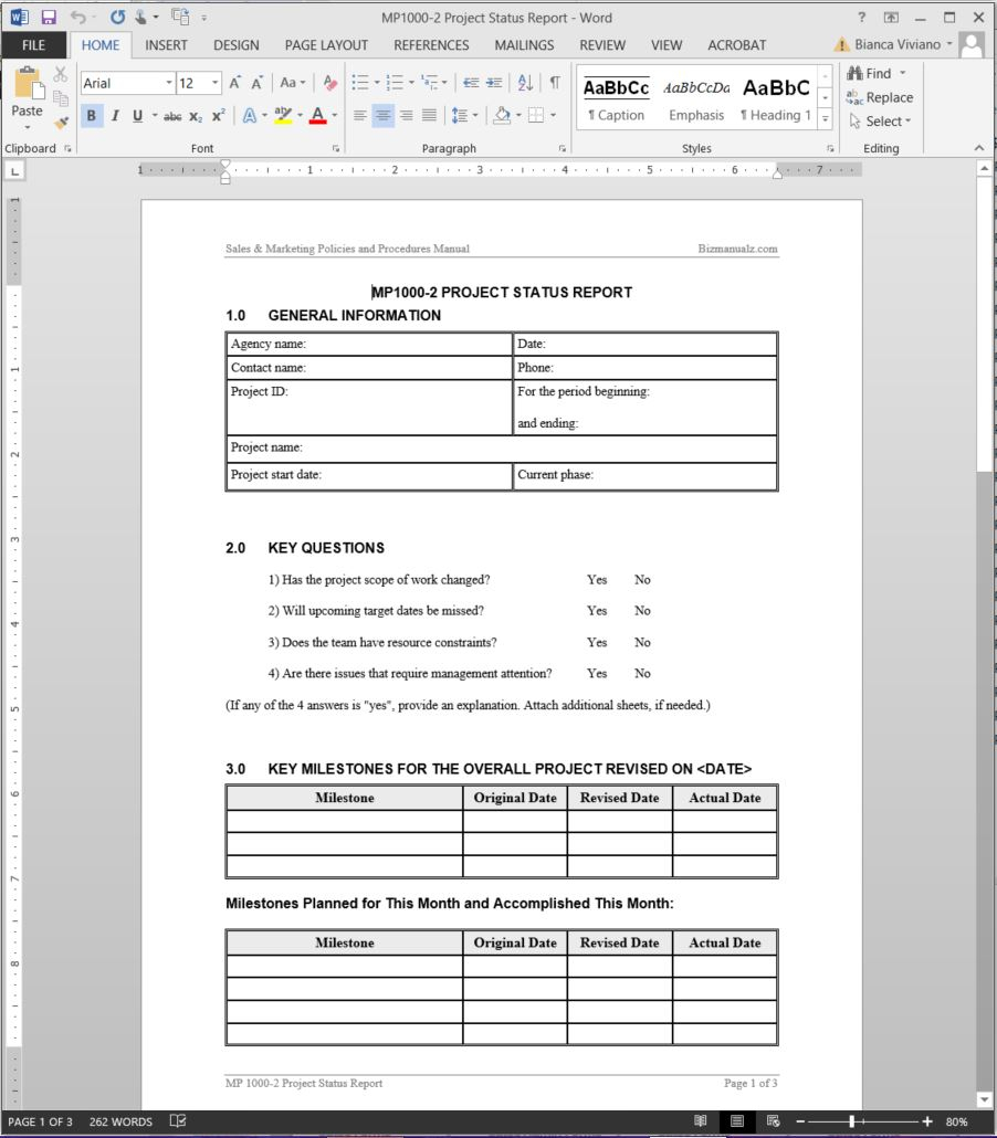 Project Status Report Template To Project Management Reporting Templates For Status