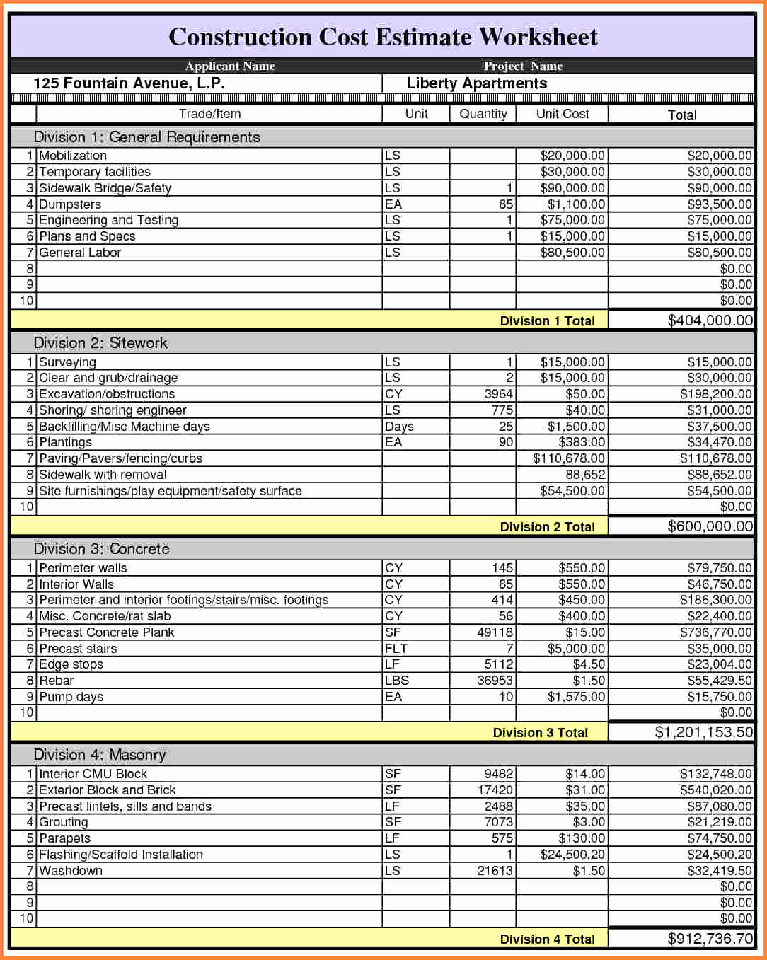 Residential Construction Budget Template Excel 51 Luxury Intended For House Construction Estimate Spreadsheet