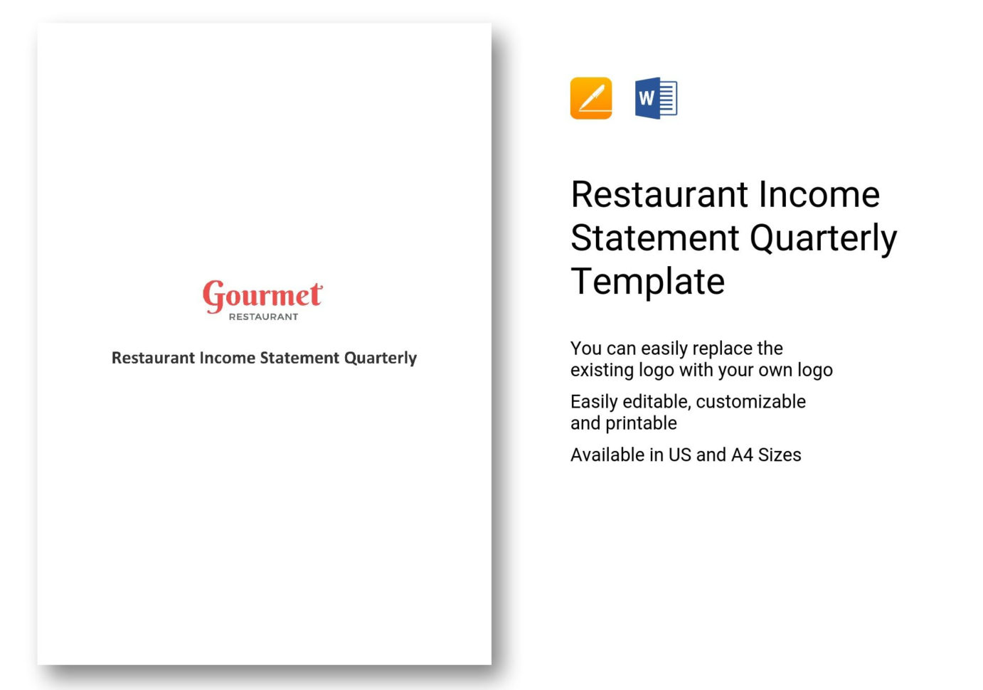 Restaurant Income Statement Quarterly Template In Word, Apple Pages Throughout Quarterly Income Statement Template