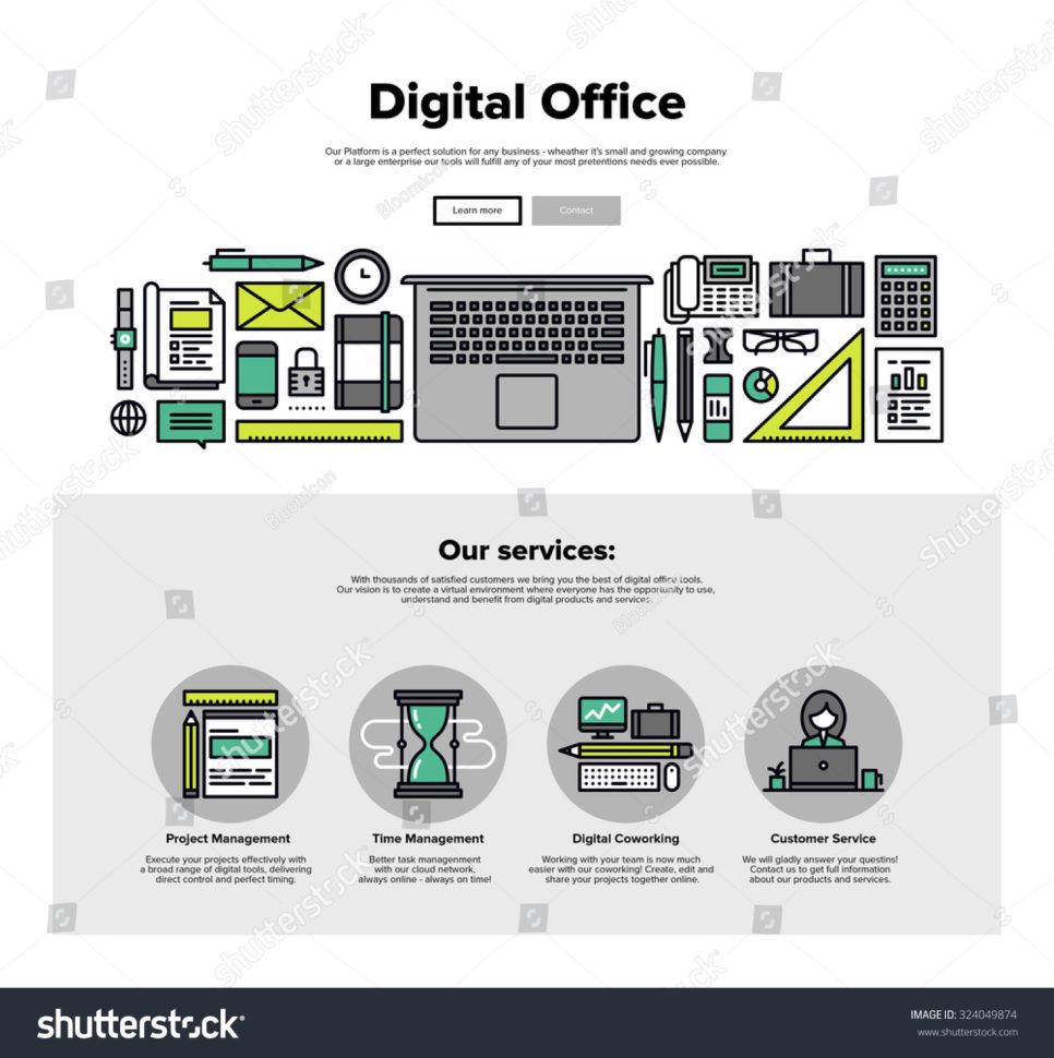 Royalty Free One Page Web Design Template With Thin… #324049874 Within Project Management Design Templates