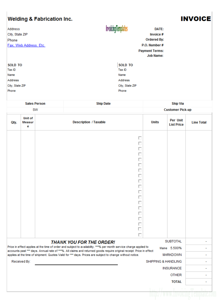 Sales Invoice With Profit Calculation Throughout Business Invoice Program Sample