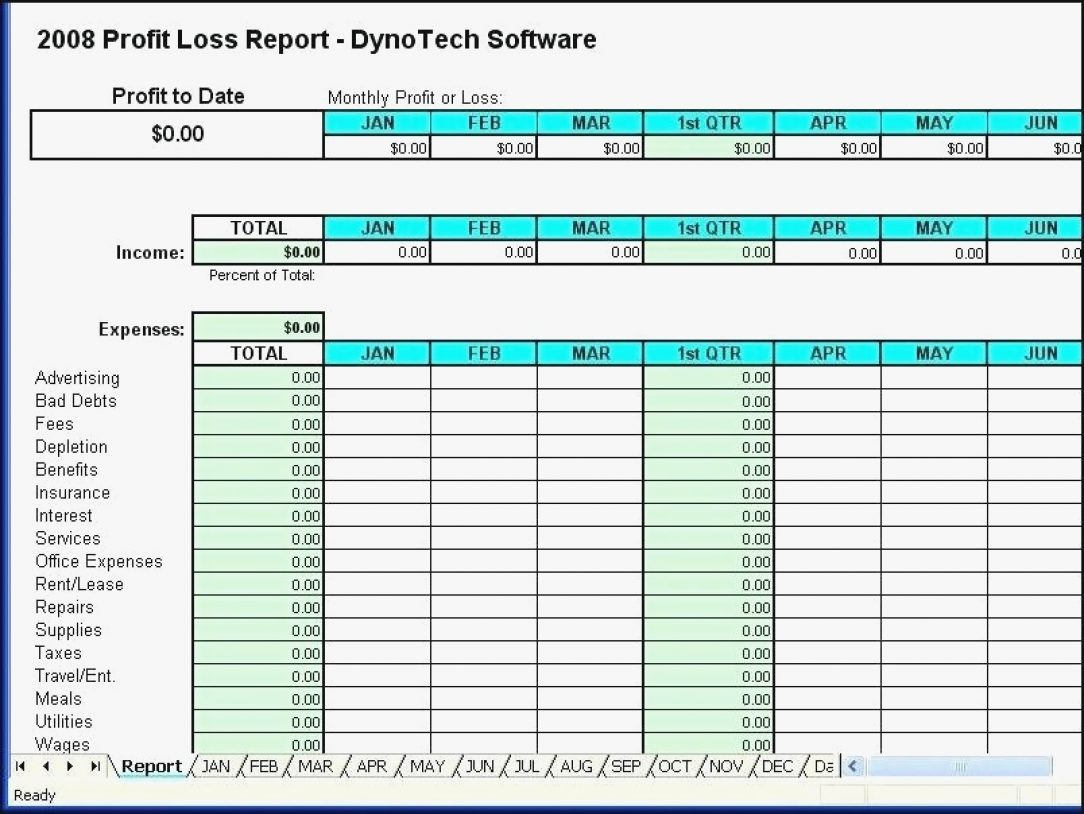 Self Employed Expenses Spreadsheet Profit And Loss Statement with Self