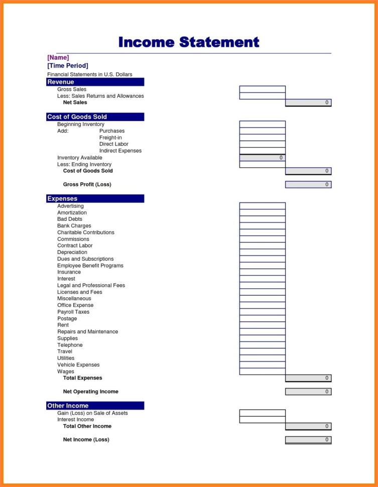 Self Employment Profit And Loss Statement Form 7 Sample Pdf Template With Profit And Loss Statement Template For Self Employed