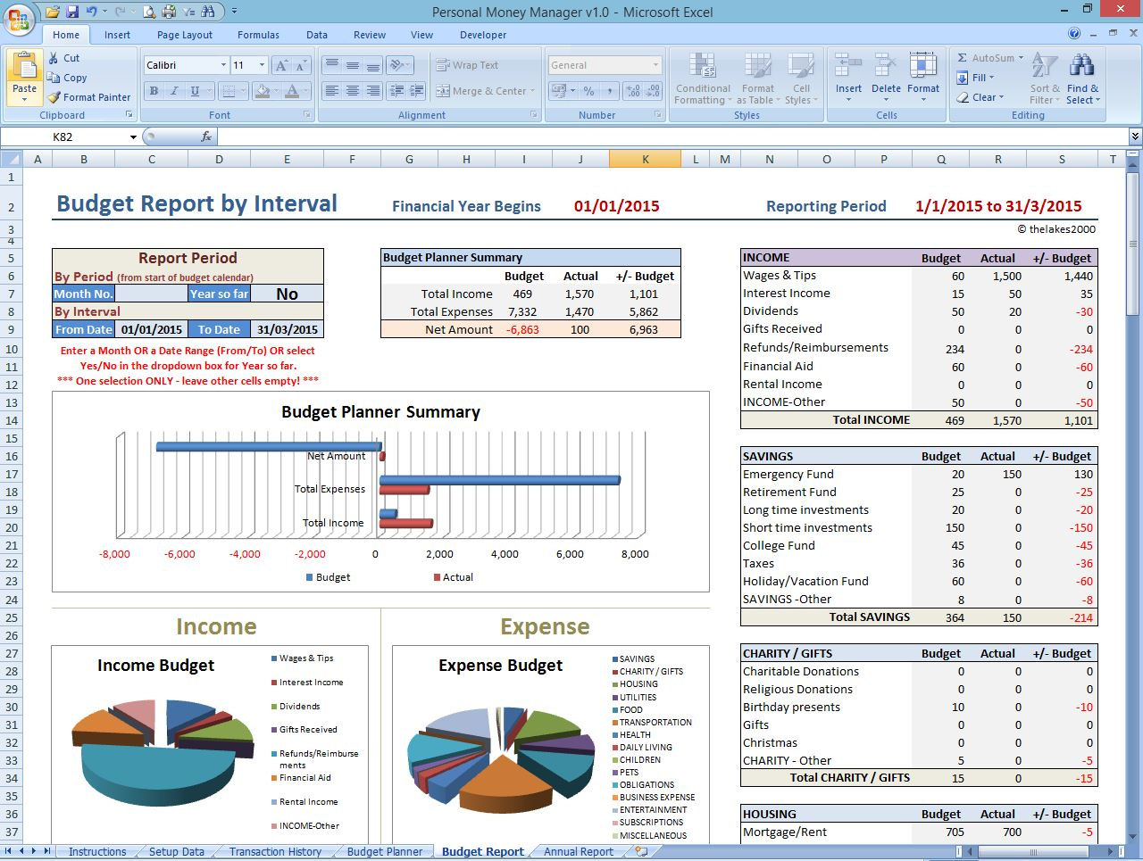 how to create a personal finance spreadsheet in excel