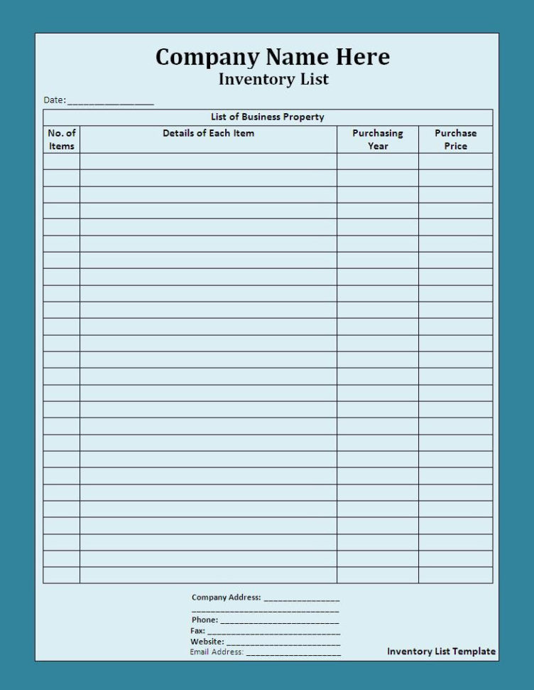 Small Business Inventory Spreadsheet Of Free Inventory List Template In Free Inventory Spreadsheet Template