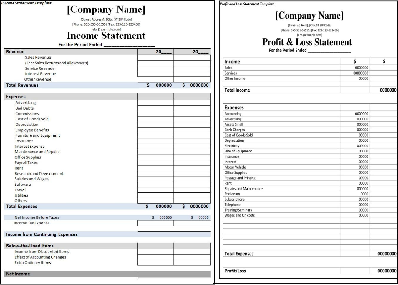 Statement Format Word   Zoro.9Terrains.co Intended For Income Statement Template Excel