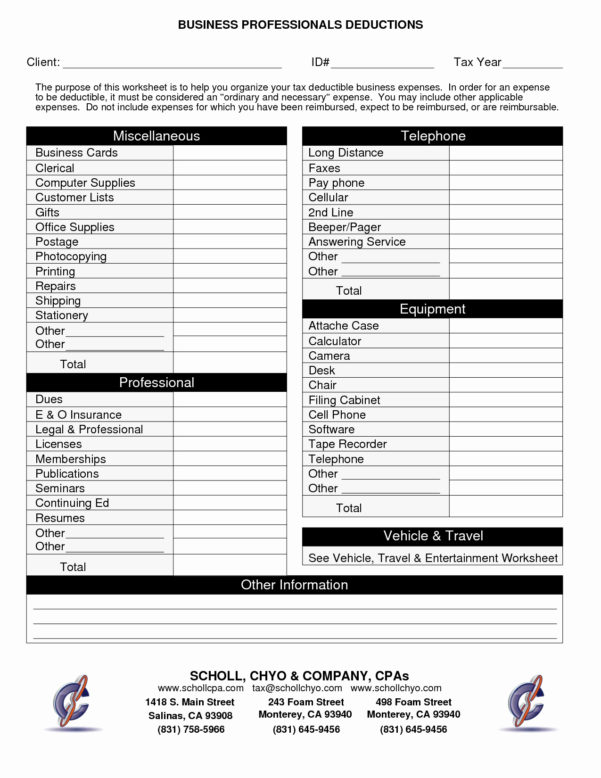 Tax Return Worksheet Excel