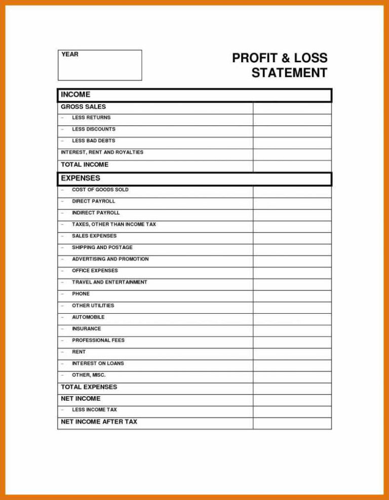 Profit And Loss Statement Template For Self Employed db excel com