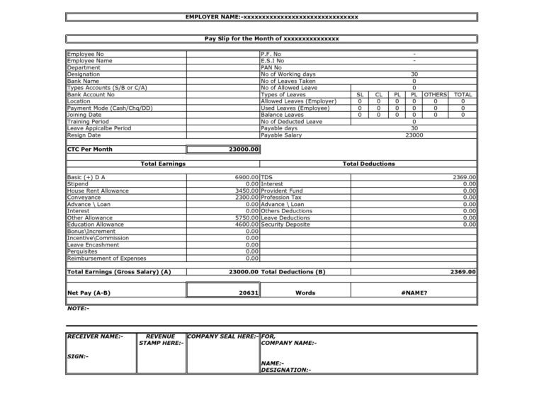 Salary Statement Format In Excel — db-excel.com