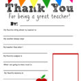 Thank You Teacher Free Printable Intended For Worksheet Templates For Teachers