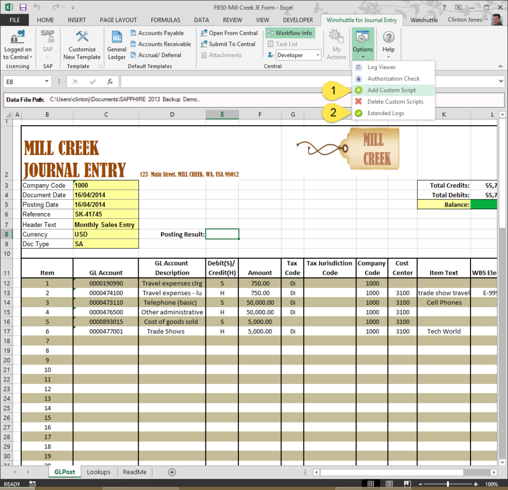 The No 1 Excel Manual Journal Upload Tool For Sap   Winshuttle Software Inside Accounting Journal Template Excel