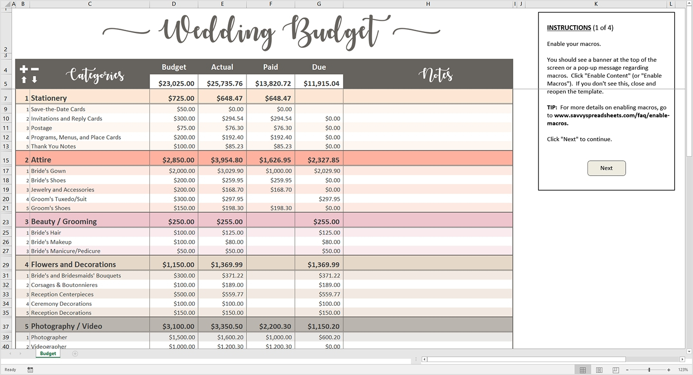 Wedding Budget Excel Template Spreadsheet Super Simple Destination To