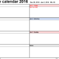 Weekly Calendar 2016 Uk   Free Printable Templates For Pdf For Monthly Work Schedule Template Pdf