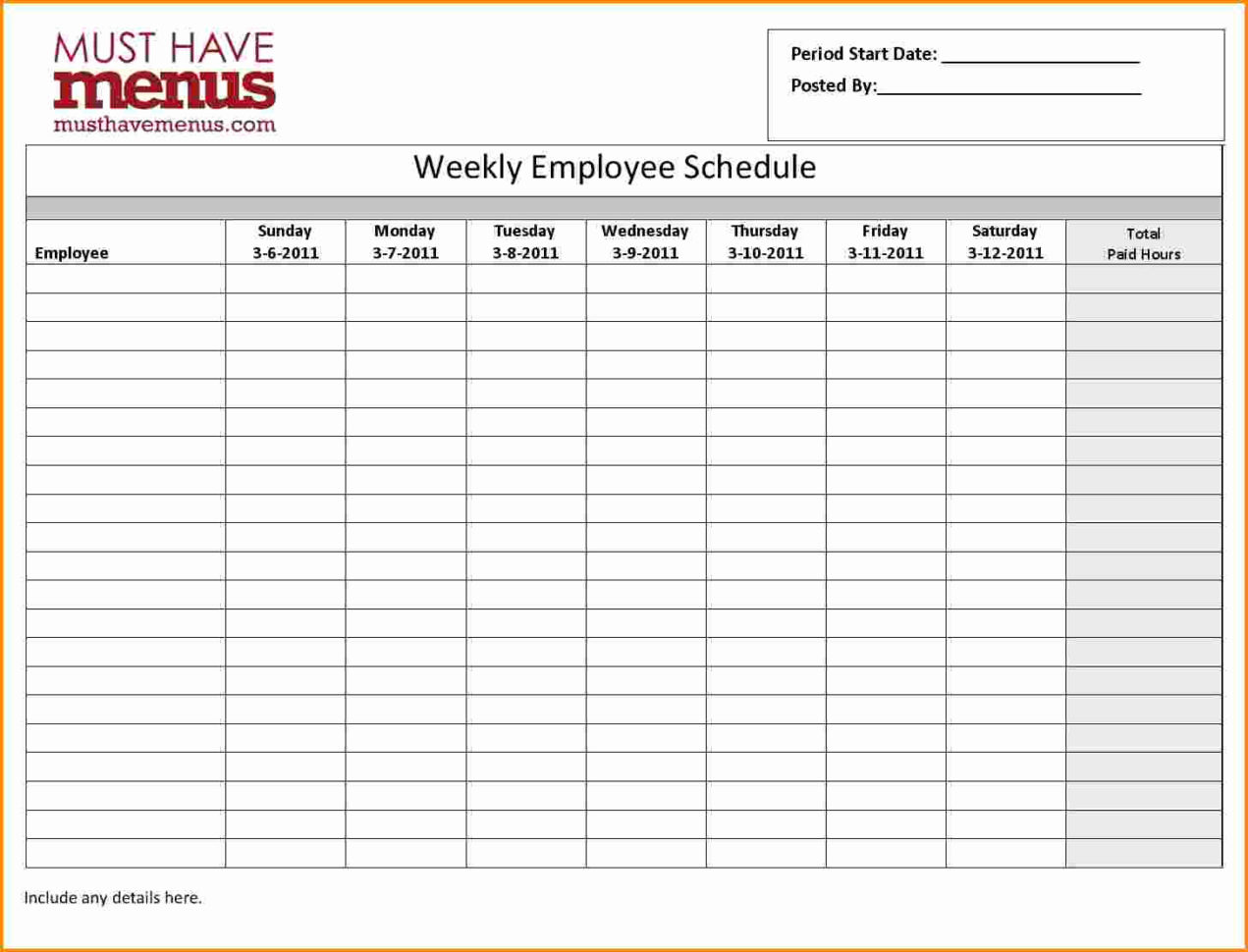 Weekly Employee Schedule Template 7 Monthly Employee Schedule Intended For Monthly Employee Schedule Template