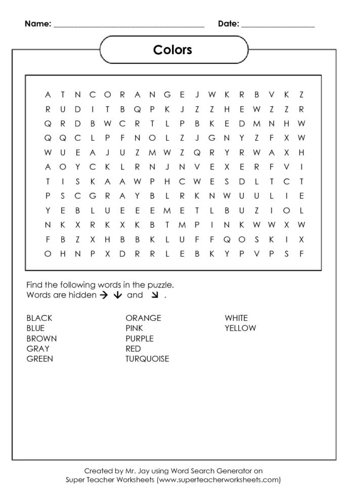 Word Search Puzzle Generator For Worksheet Generator