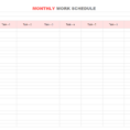 Work Schedule Template | Daily | Weekly | Monthly For Excel Throughout Monthly Work Schedule Template Pdf