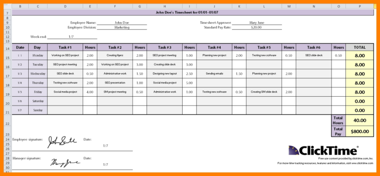 Task Time Tracking Excel Template — db-excel.com