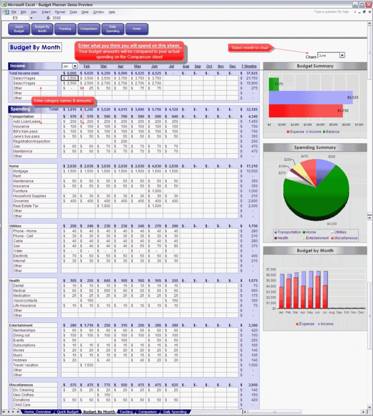 household budget templates excel