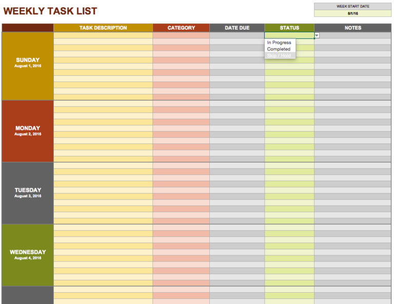 Employee Task Tracking Template —
