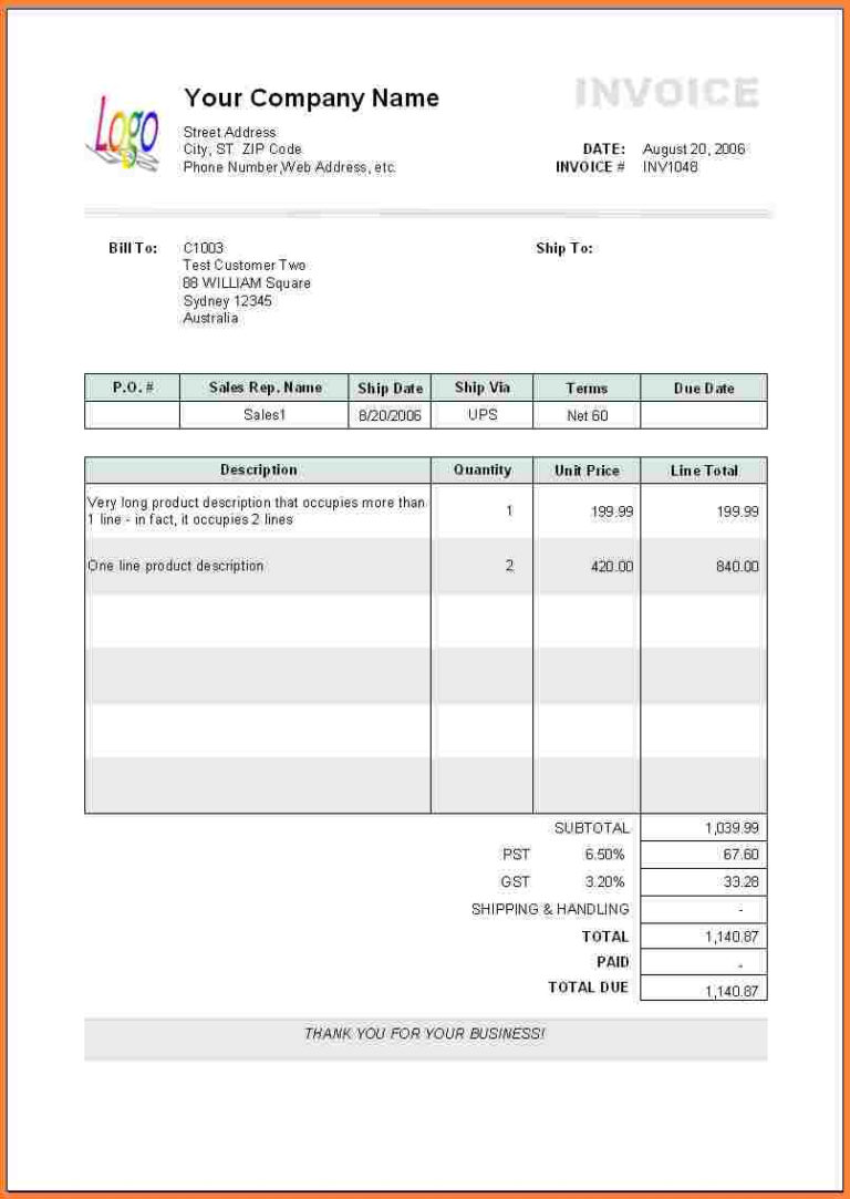 16  Embroidery Bill Invoice Format Defaulttricks throughout Payment