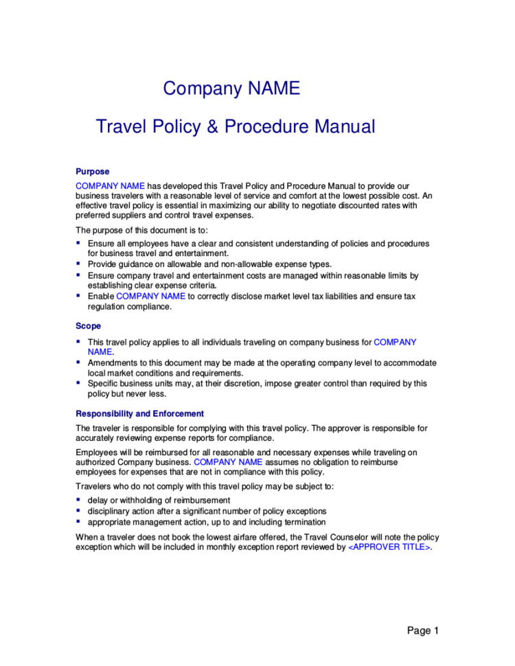 19+ Travel Policy Examples & Samples And Business Expense Policy Template