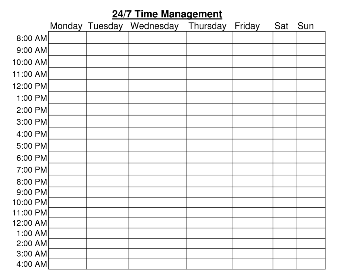 Time Management Chart Excel — Db