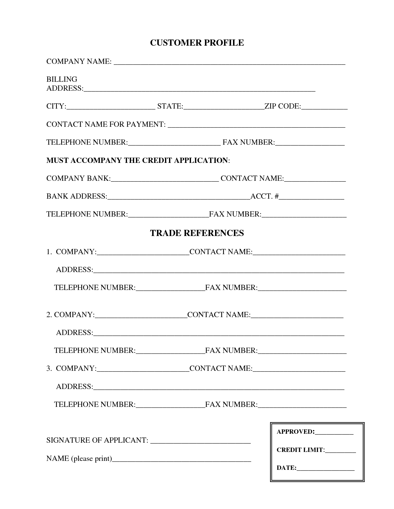 Business Credit Reference Form Db excel