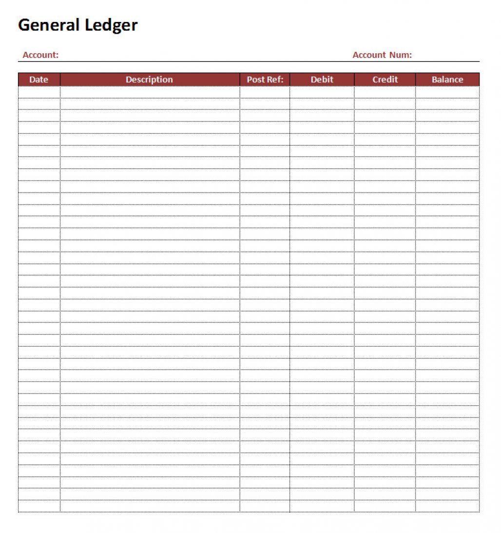 Small Business General Ledger Excel Template