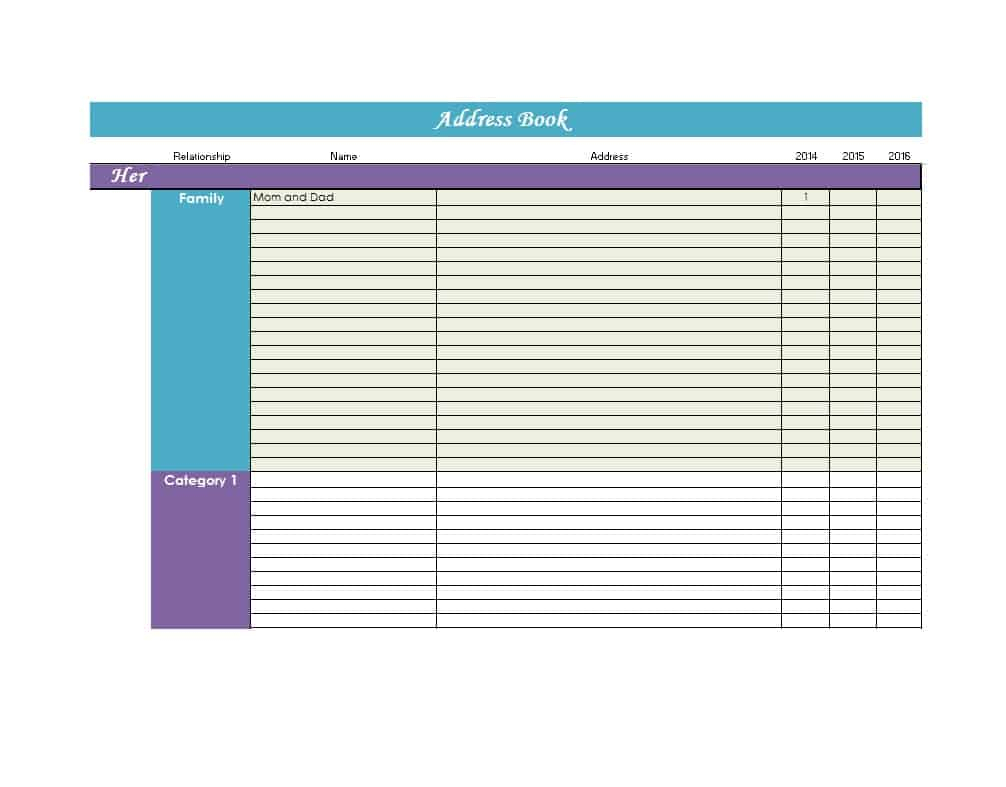Excel Sheet Address Book Template