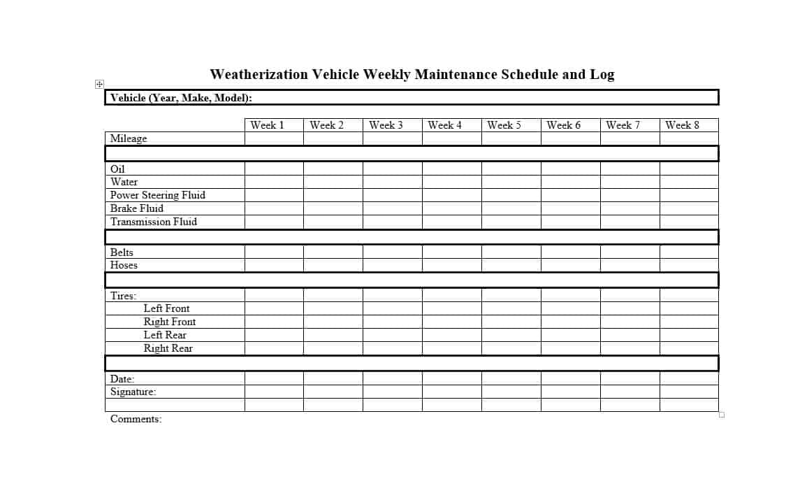 40 Printable Vehicle Maintenance Log Templates - Template Lab Within Truck Maintenance Spreadsheet