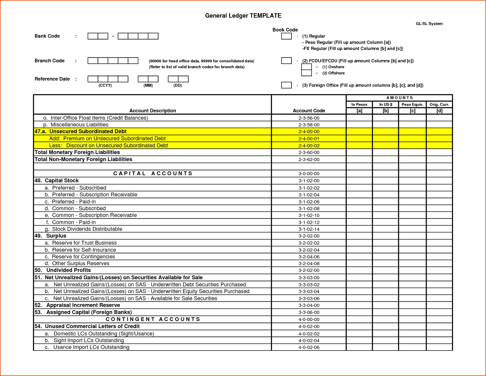 Example Of A General Ledger In Excel