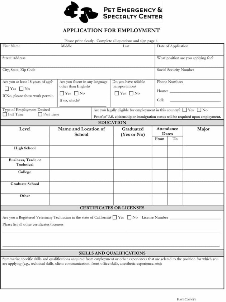 50 Free Employment / Job Application Form Templates [Printable For Business Applications Template
