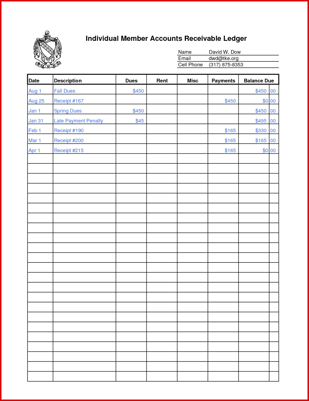 Business Ledger Template Excel Free