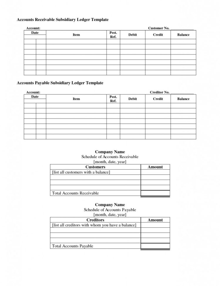 Accounts Receivable Subsidiary Ledger Template   Templates : Resume To Free Accounts Payable Ledger Template