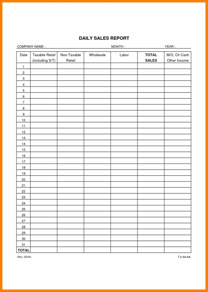Agenda Calendar Sample Clerked Daily Daily Sales Report Template And Throughout Ticket Sales Tracking Spreadsheet