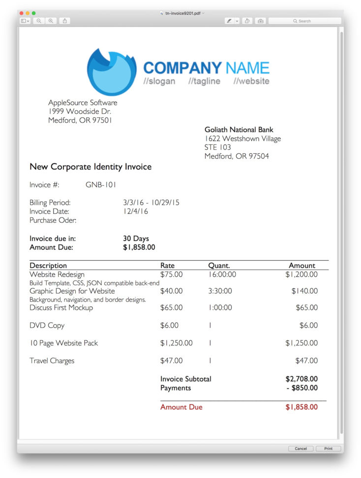 timenet invoice tags