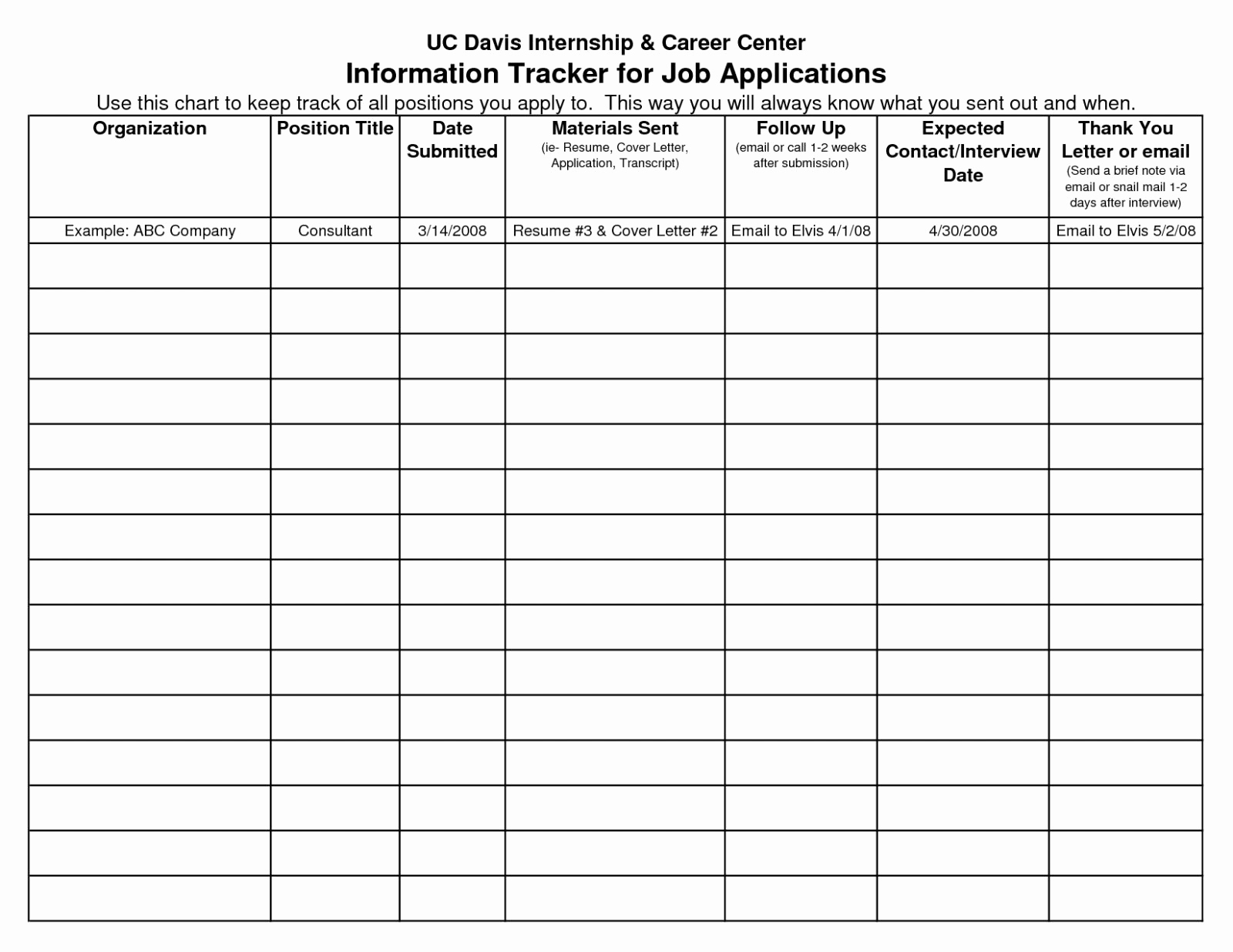 Job Applicant Tracking Spreadsheet —