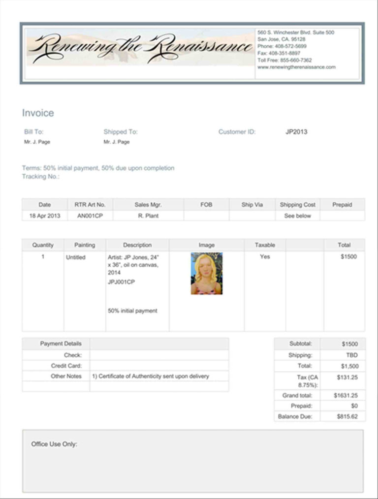 Art Commission Invoice Template Meltemplates in Artist Invoice