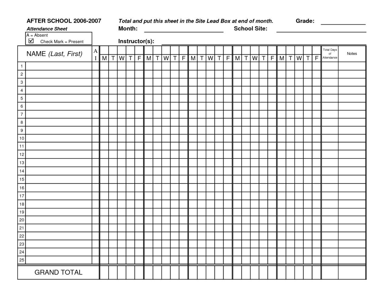 Attendance Tracking Sheet Template 8   Down Town Ken More Intended For Attendancetracking Spreadsheet Template